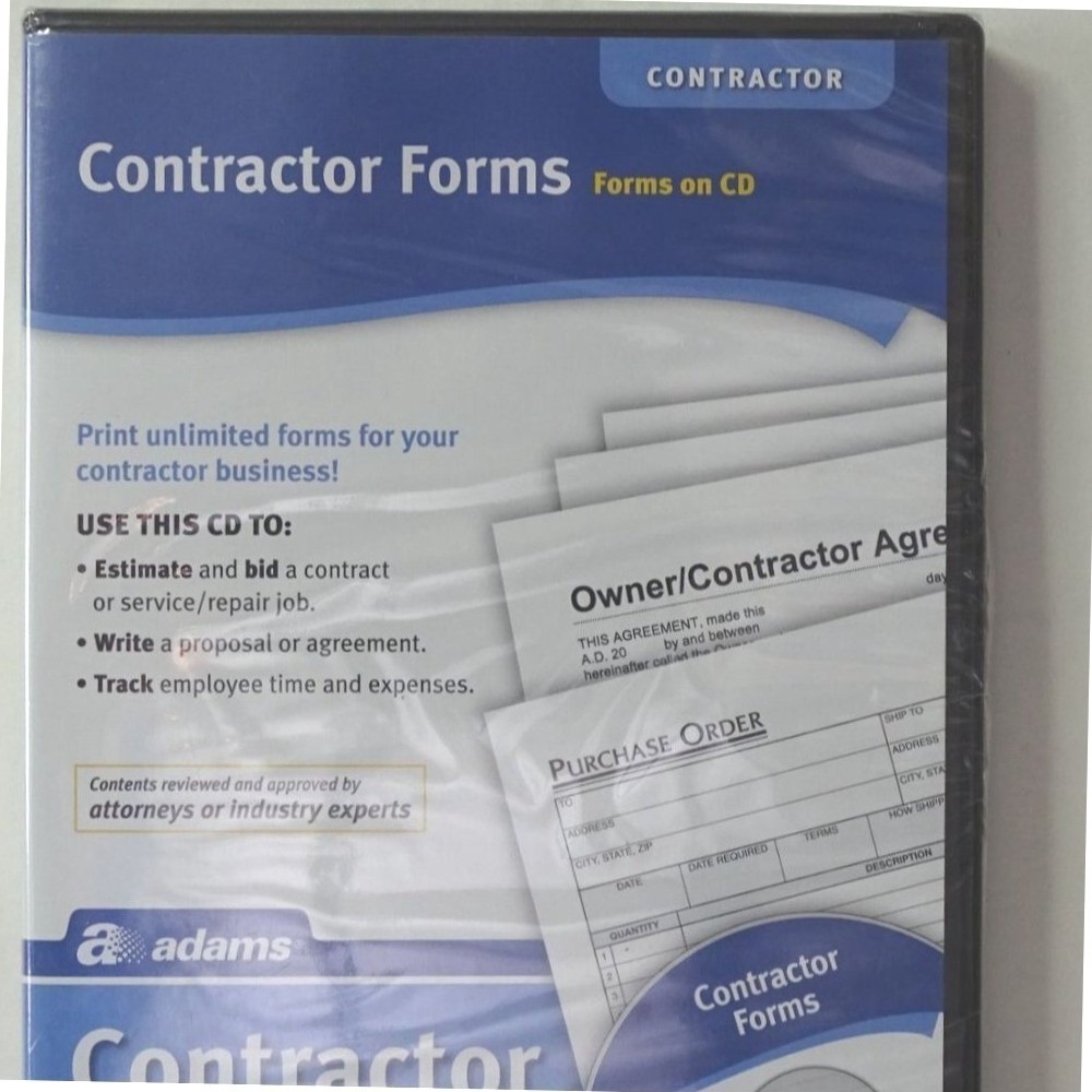 Contractor Forms CD Software Adams Blue White Sealed Case New - Picture 3 of 5